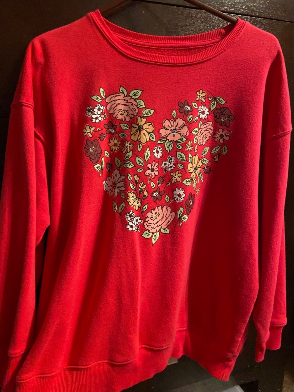 Pink floral heat pullover